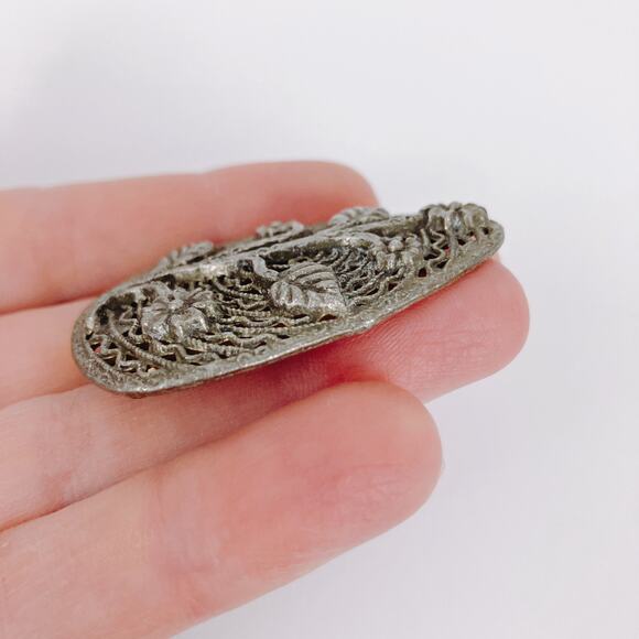 Vintage 1930s Signed LN Dress Clip Floral Openwork Silver Tone - Picture 4 of 15